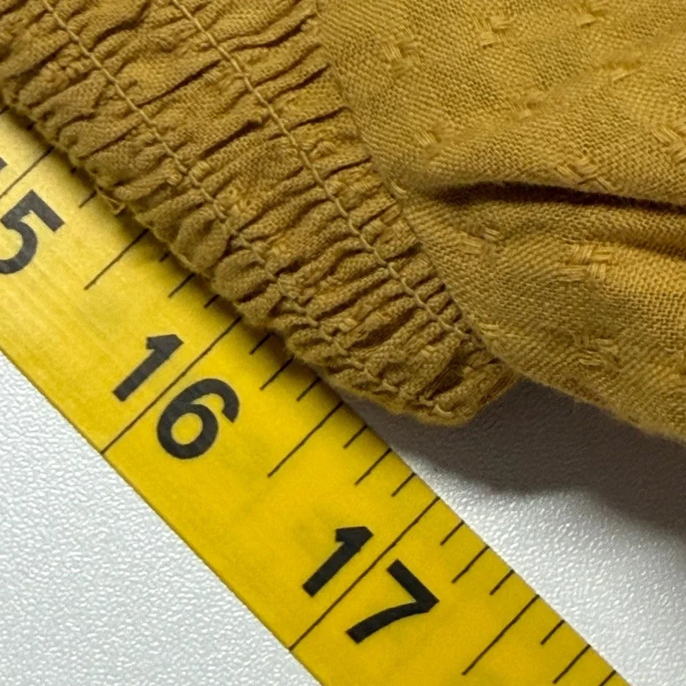 Madewell Smocked Puff Sleeve Top Yellow Dobby Ruffle Hem XXS NA366